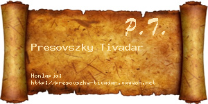 Presovszky Tivadar névjegykártya